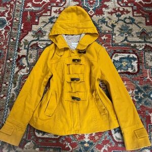 Banana Republic Mustard Yellow Hooded Toggle Peacoat